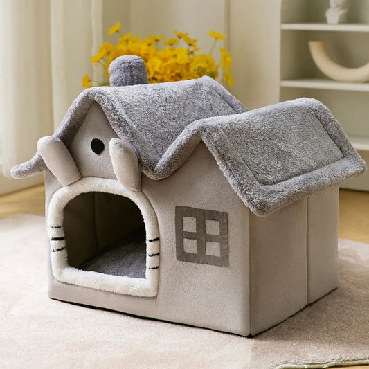 Foldable Luxury Pet Cave Sofa House with Detachable Mat for Small to Medium Pets