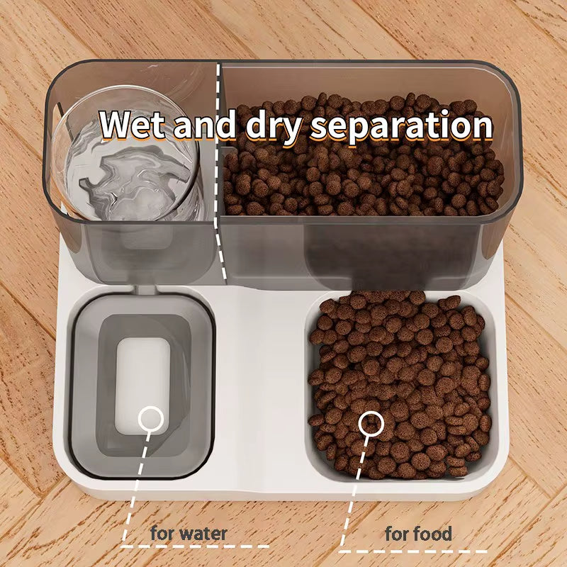 OUZEY Automatic Pet Feeder & Water Fountain Bowl with Raised Stand
