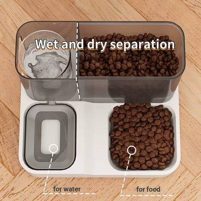 OUZEY Automatic Pet Feeder & Water Fountain Bowl with Raised Stand
