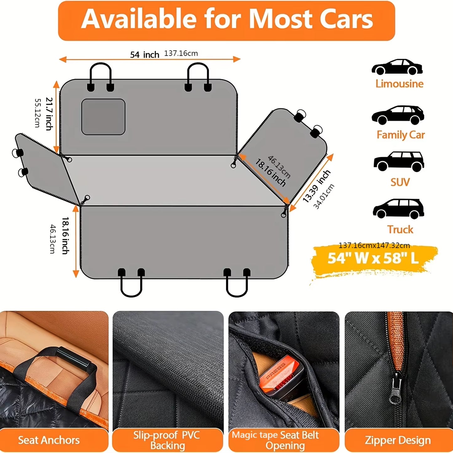 Dog Car Seat Cover for Pets Seat Cover Hammock 600D Heavy Duty Scratch Proof Nonslip Durable Soft Back Seat Covers for Cars