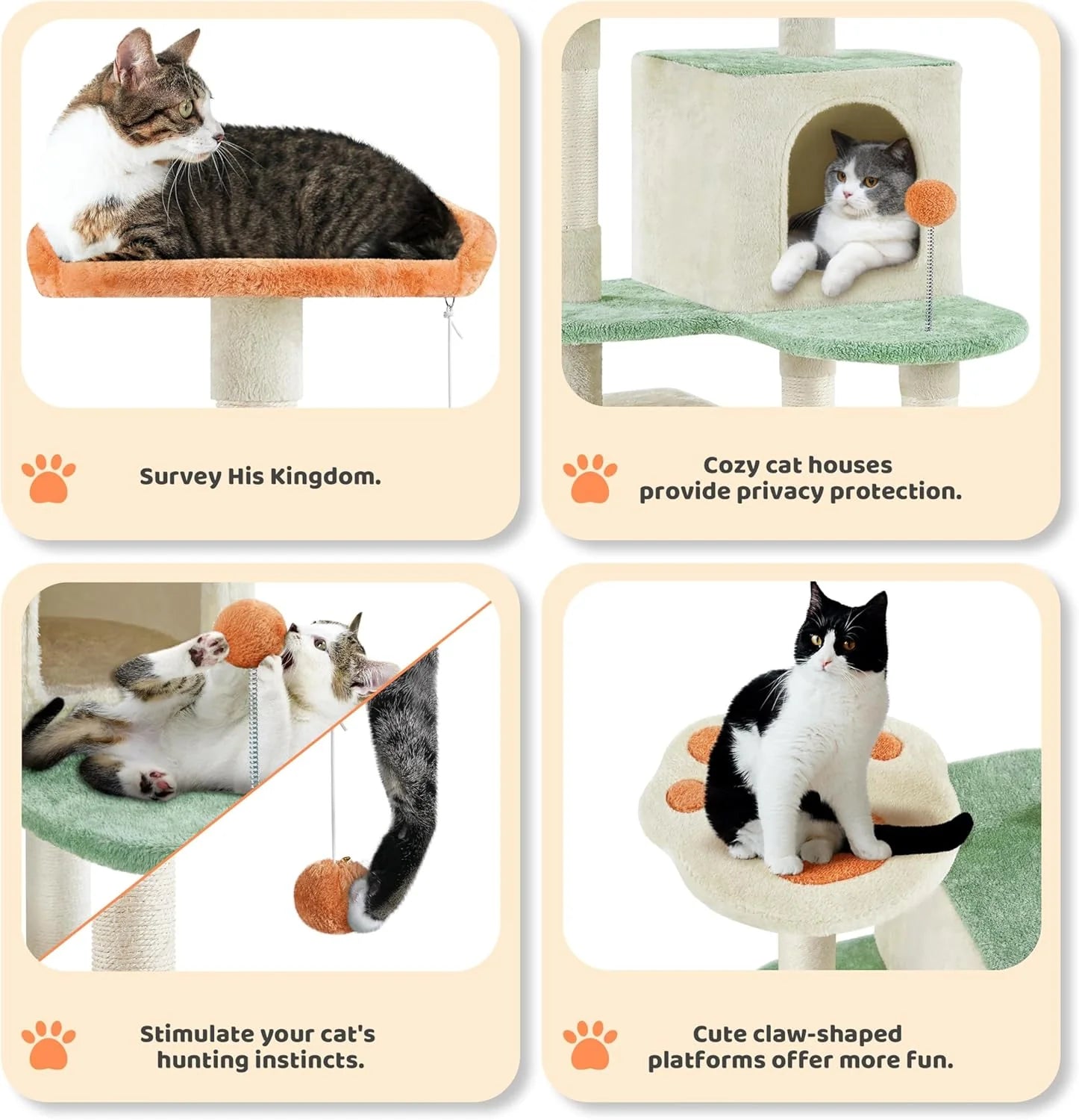 Multi-Level Indoor Cat Tree with Scratching Posts, 2 Condos & Paw Platform