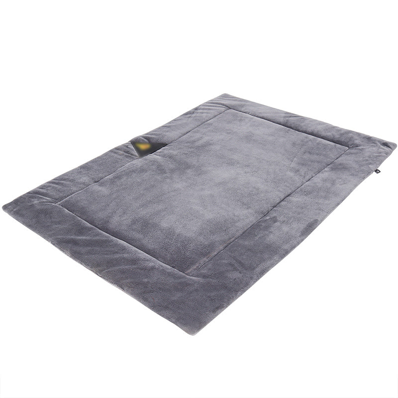 Grey waterproof self-warming pet mat laid flat