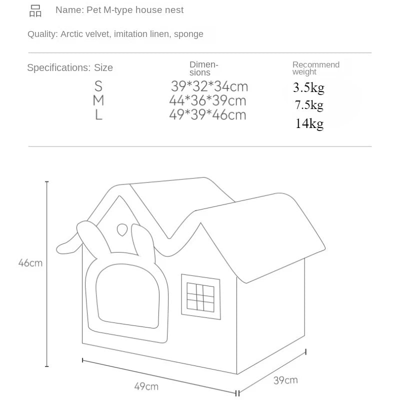 Foldable Luxury Pet Cave Sofa House with Detachable Mat for Small to Medium Pets