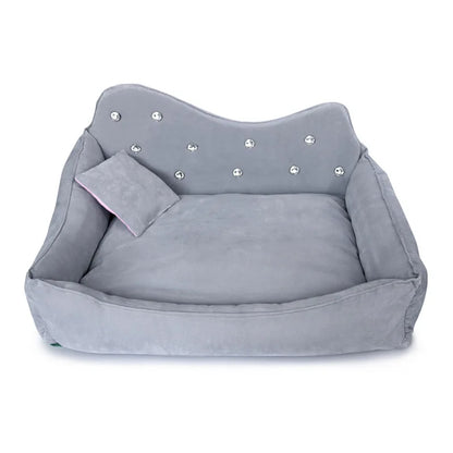 Luxury Dog Sofa Pink Gray Rhinestone Pet Bed Cover Mat Princess Cat for Small Medium Puppy Animal Bedding Yorkshire Chihuahua