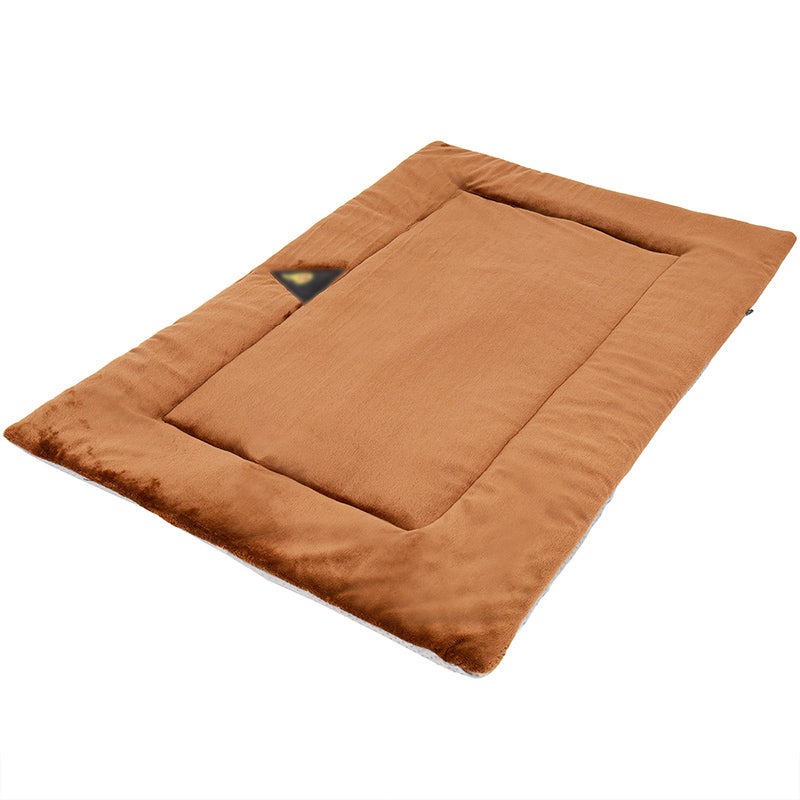 Brown waterproof self-warming pet mat laid flat
