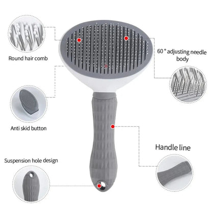 Self-Cleaning Pet Slicker Brush for Cats & Dogs