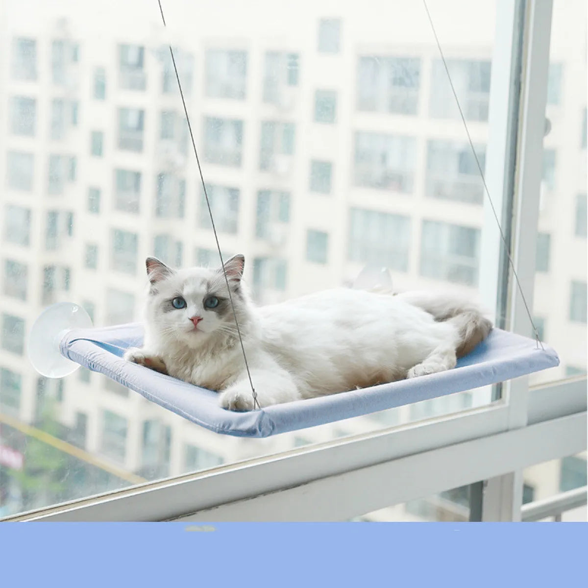 Close-up of the Oxford cloth fabric on the Suction Cup Wall-Mounted Window Hammock