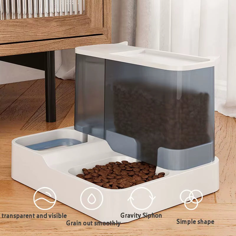 OUZEY Automatic Pet Feeder & Water Fountain Bowl with Raised Stand