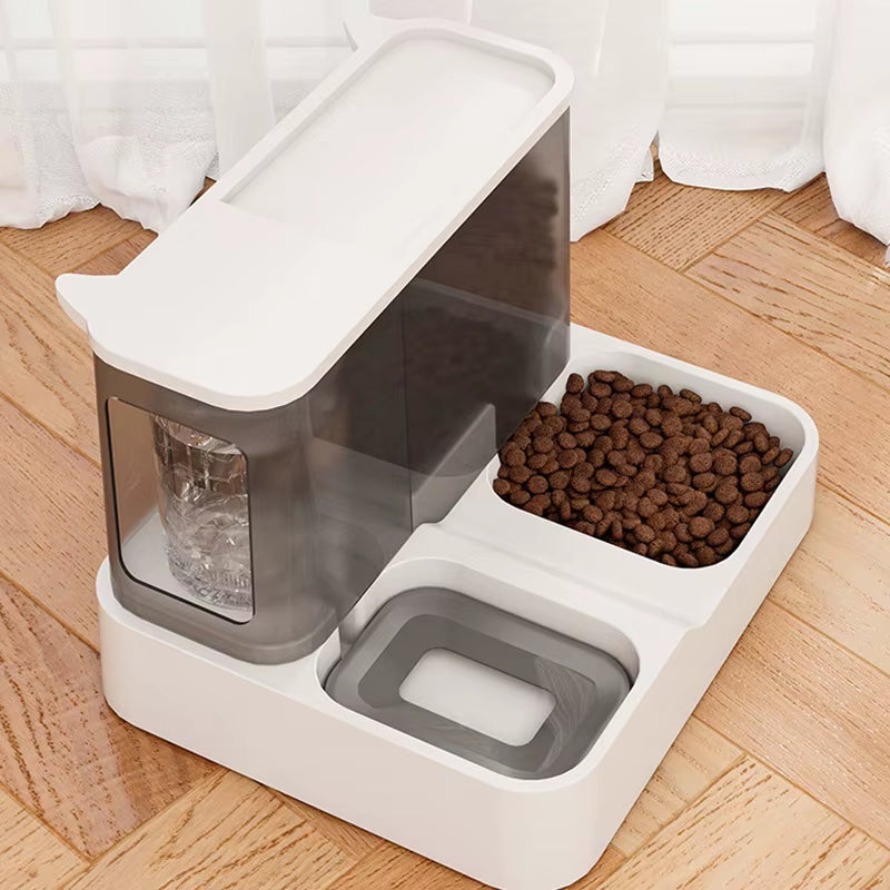 OUZEY Automatic Pet Feeder & Water Fountain Bowl with Raised Stand