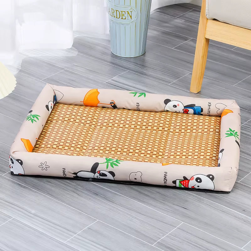 Rattan Woven Pet Cooling Mat & Sofa Bed for Cats & Small Dogs