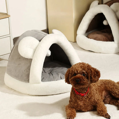 Pet Tent Cave Bed shown in the Pink colourway