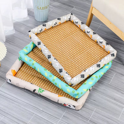 Rattan Woven Pet Cooling Mat & Sofa Bed for Cats & Small Dogs