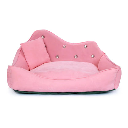 Luxury Dog Sofa Pink Gray Rhinestone Pet Bed Cover Mat Princess Cat for Small Medium Puppy Animal Bedding Yorkshire Chihuahua