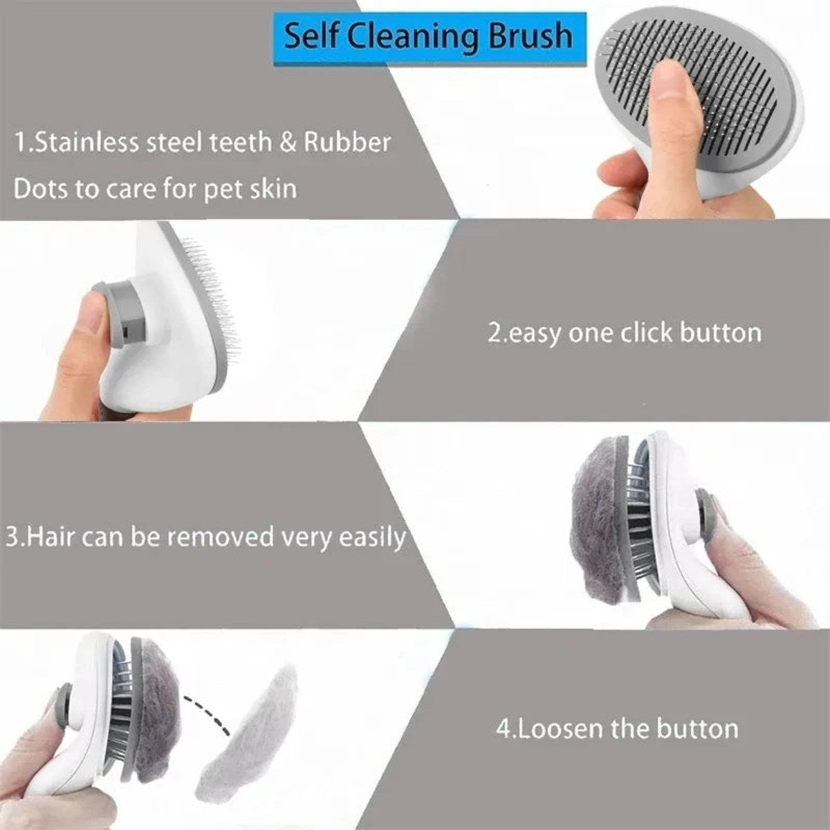 Self-Cleaning Pet Slicker Brush for Cats & Dogs