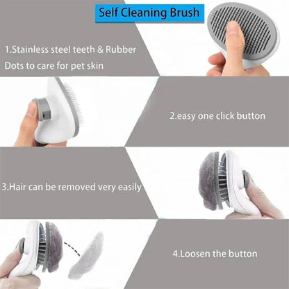 Self-Cleaning Pet Slicker Brush for Cats & Dogs