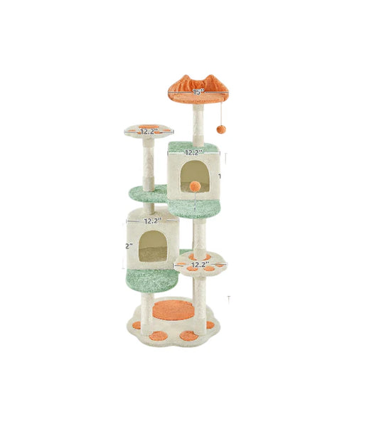 Multi-Level Indoor Cat Tree with Scratching Posts, 2 Condos & Paw Platform