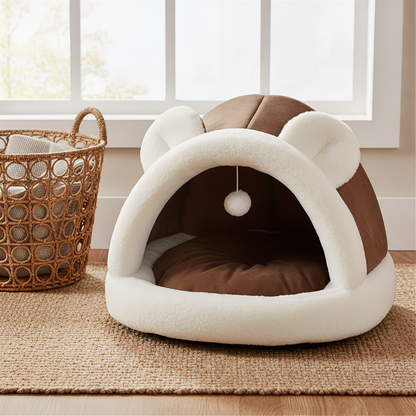 Self-Warming Pet Tent Cave Bed - Coffee - lifestyle 2
