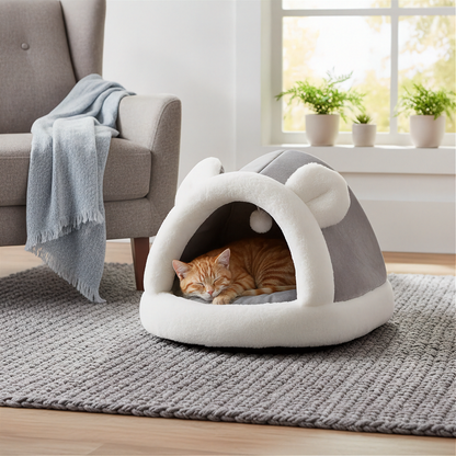 Self-Warming Pet Tent Cave Bed - Gray - lifestyle 3