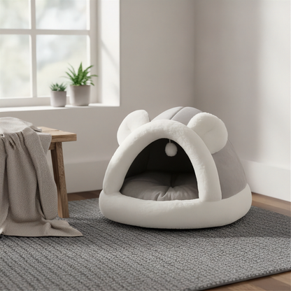 Self-Warming Pet Tent Cave Bed - Gray - lifestyle 4