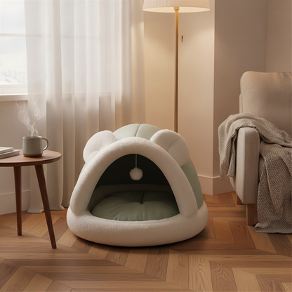 Self-Warming Pet Tent Cave Bed - Green - lifestyle 4