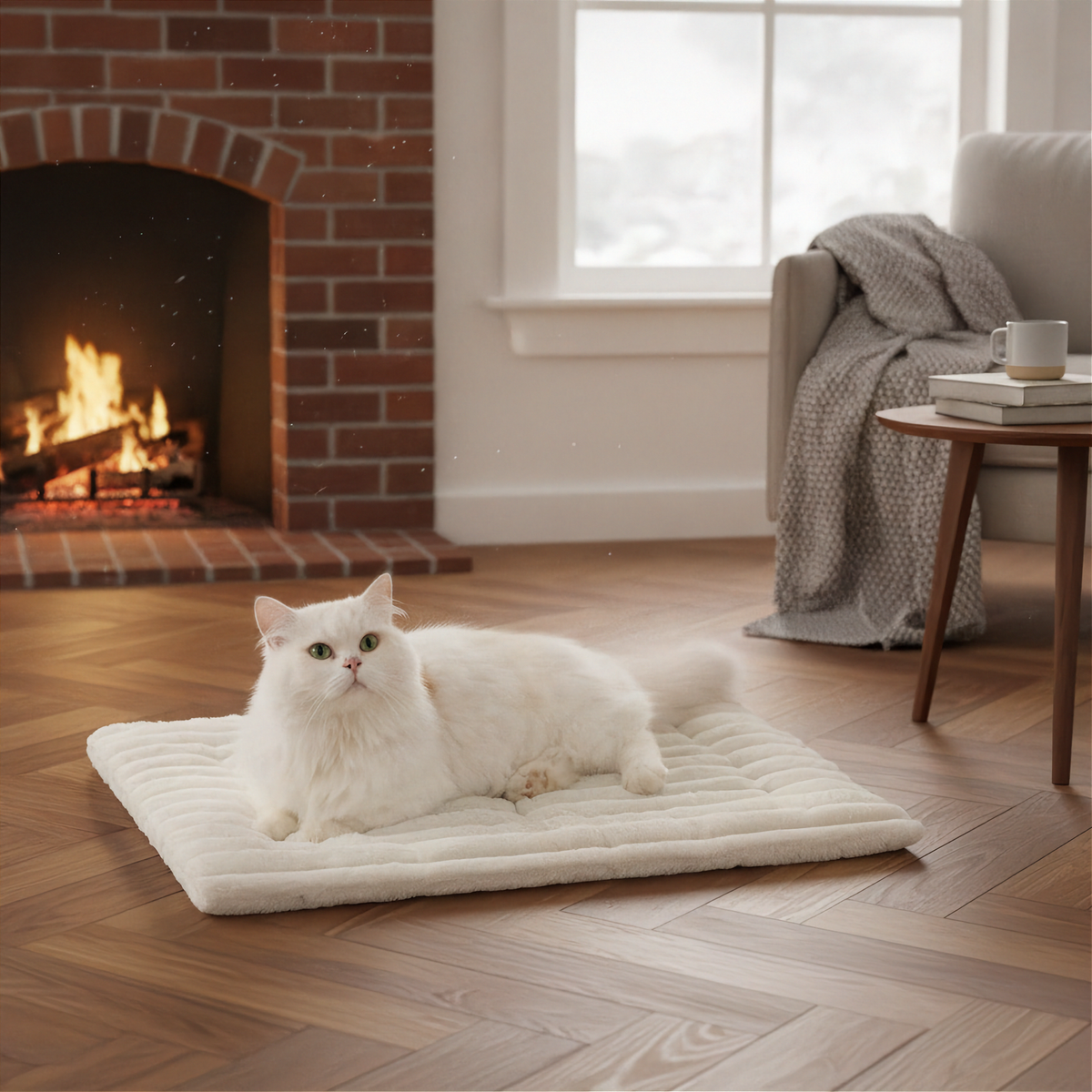 Self-Warming Pet Mat – Soft Corduroy Fleece & Non-Slip Base