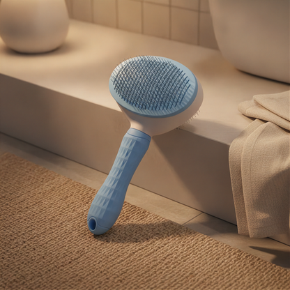 Self-Cleaning Pet Slicker Brush - Blue - Bathroom v1