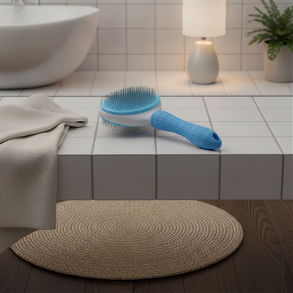Self-Cleaning Pet Slicker Brush - Blue - Bathroom v3