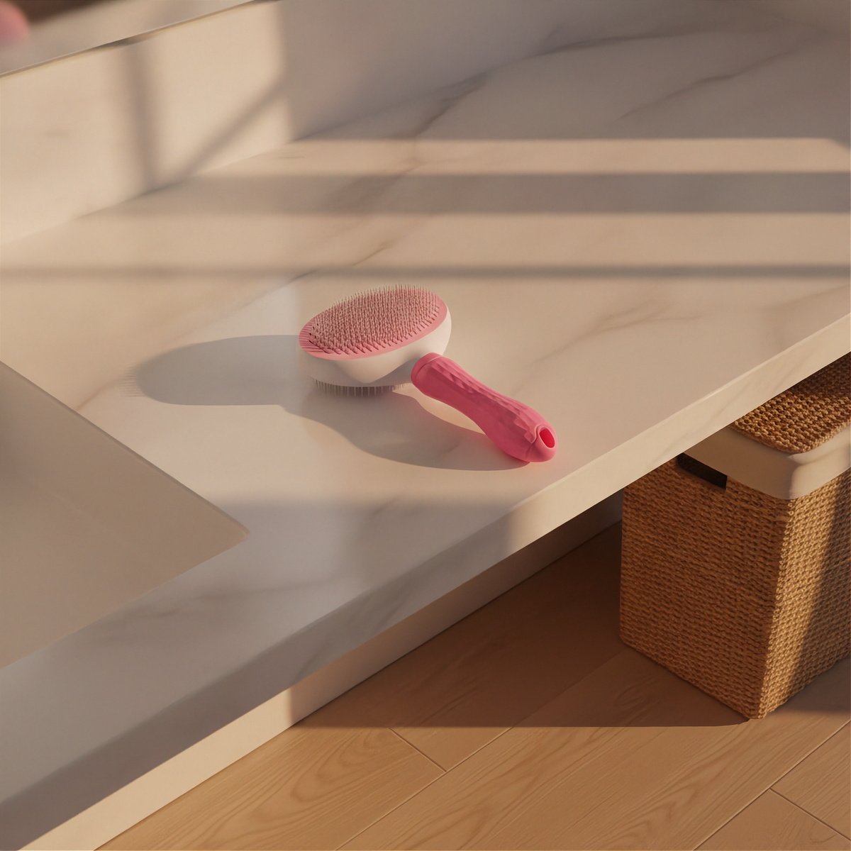 Self-Cleaning Pet Slicker Brush - Pink - Bathroom v1