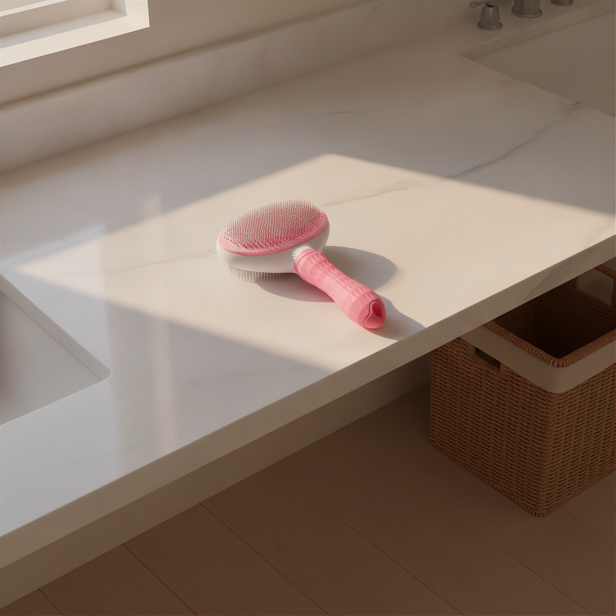 Self-Cleaning Pet Slicker Brush - Pink - Bathroom v2
