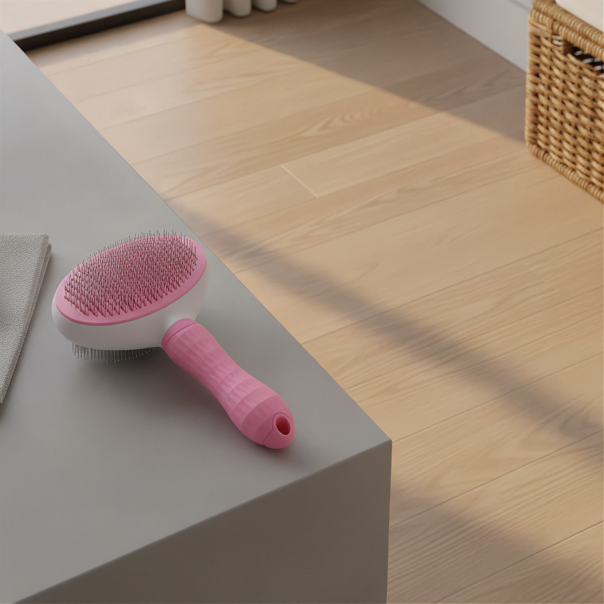 Self-Cleaning Pet Slicker Brush - Pink - Bathroom v4