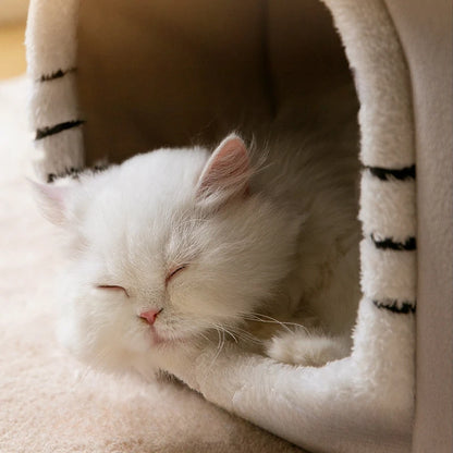 Foldable Luxury Pet Cave Sofa House with Detachable Mat for Small to Medium Pets