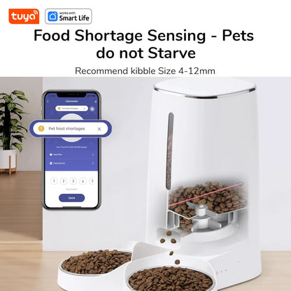 4L Wi-Fi Automatic Cat Feeder for 2 Cats with App Control & Double Stainless Steel Bowls
