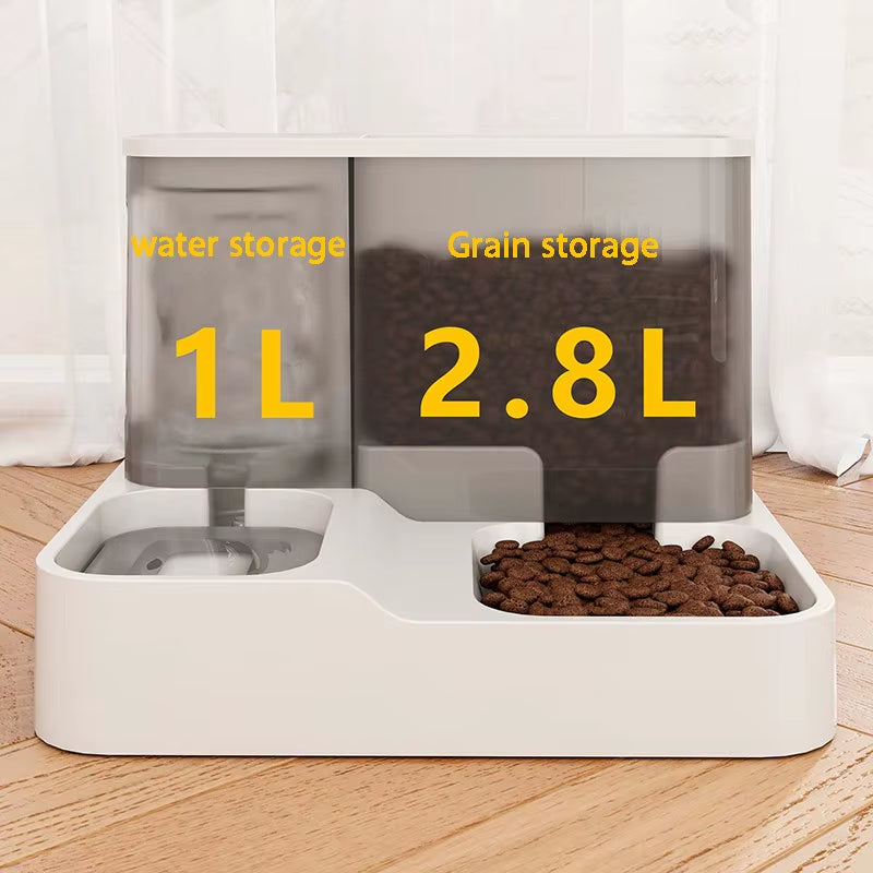 OUZEY Automatic Pet Feeder & Water Fountain Bowl with Raised Stand