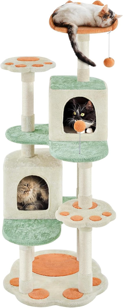 Multi-Level Indoor Cat Tree with Scratching Posts, 2 Condos & Paw Platform