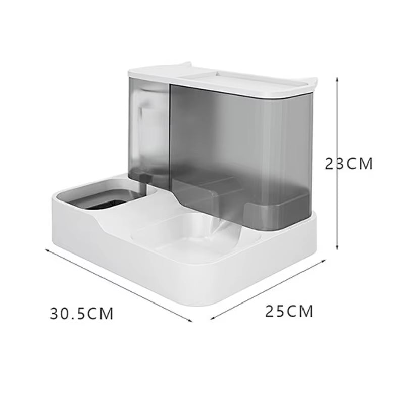 OUZEY Automatic Pet Feeder & Water Fountain Bowl with Raised Stand
