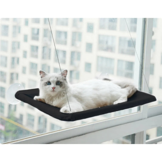 Suction Cup Wall-Mounted Window Hammock shown flat, illustrating its compact 55cm x 35cm size