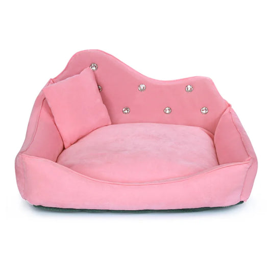 Luxury Dog Sofa Pink Gray Rhinestone Pet Bed Cover Mat Princess Cat for Small Medium Puppy Animal Bedding Yorkshire Chihuahua