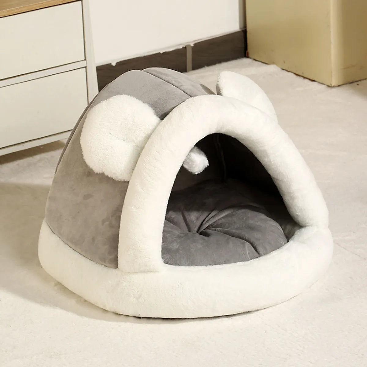 Top view showing the fully enclosed dome shape of the tent bed